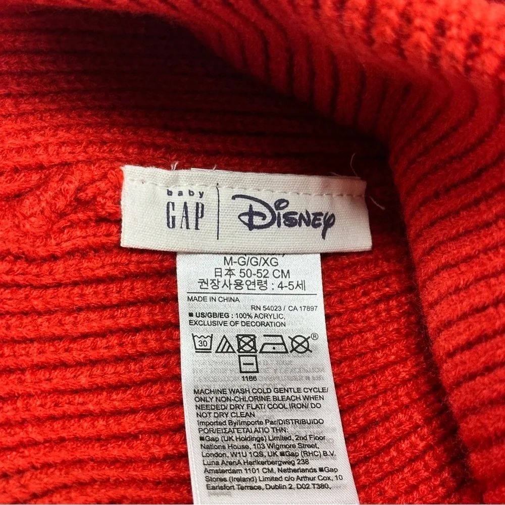 Baby GAP Red Mickey Mouse Embroidered Beanie Disney,M. EUC!